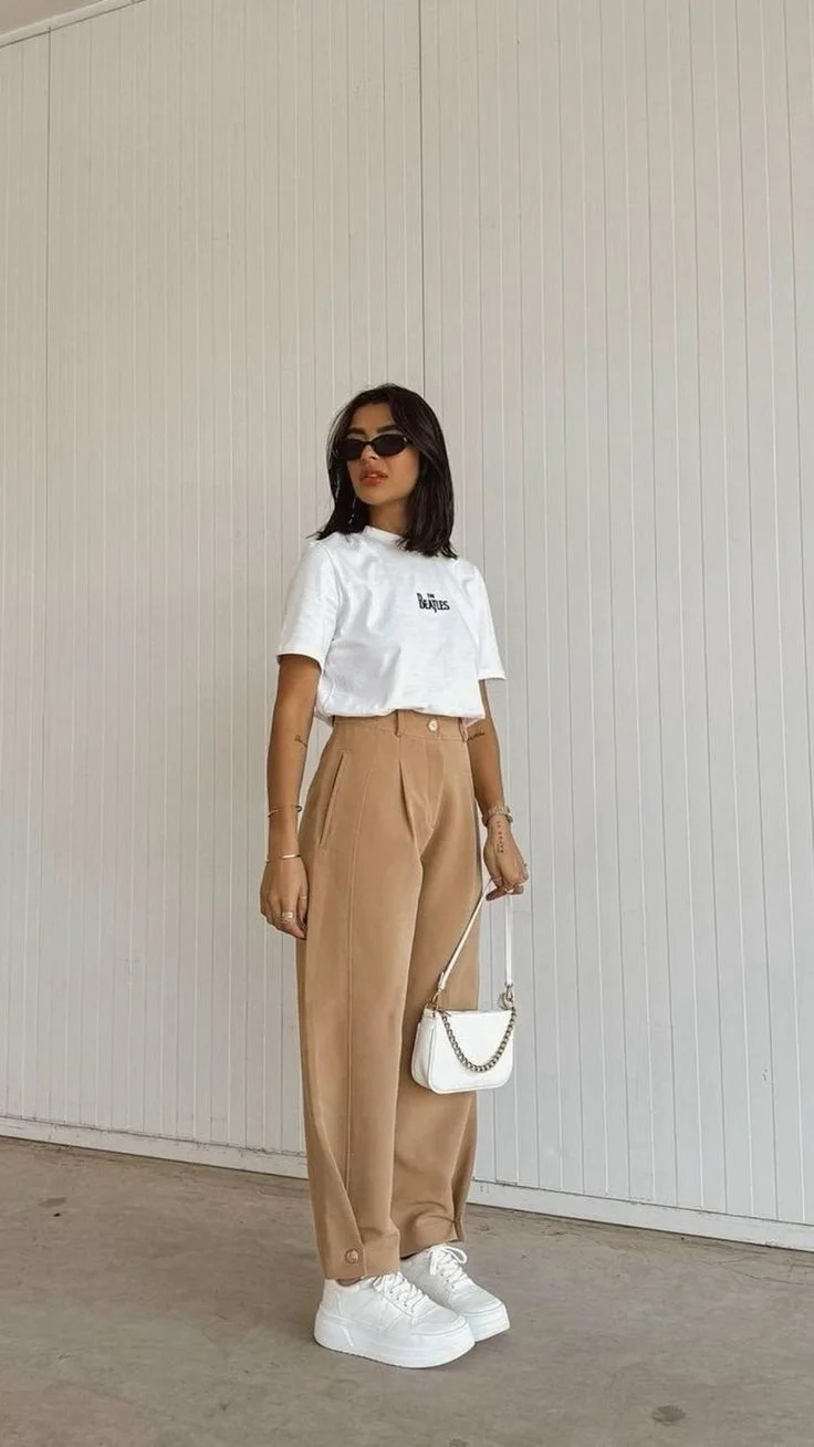 beige pants outfit for women