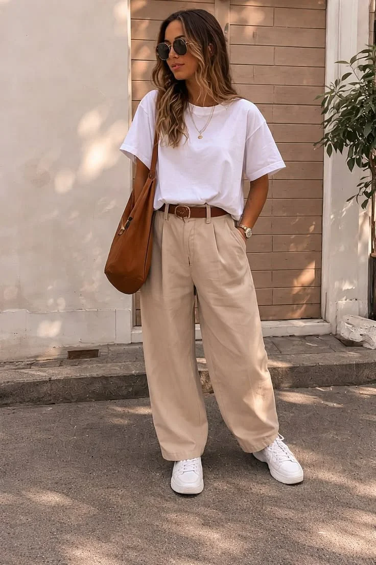 beige pants outfit for women
