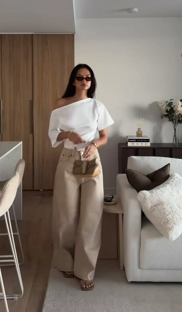 beige pants outfit for women