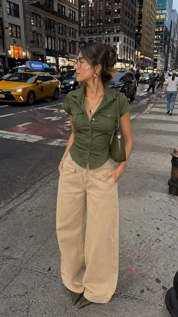 beige pants outfit for women
