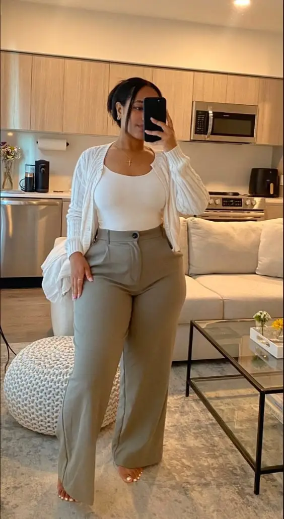 beige pants outfit for women