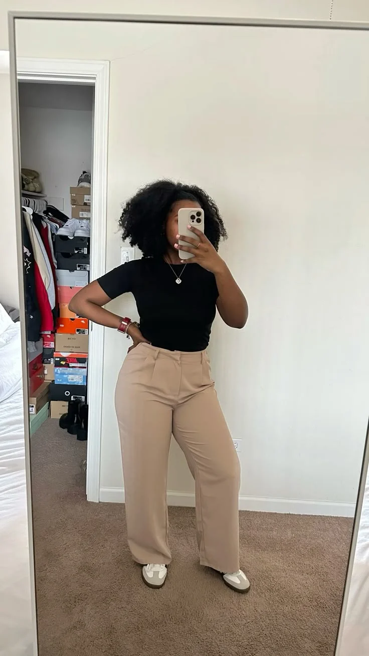 beige pants outfit for women