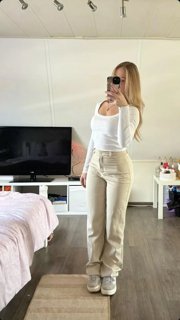 beige pants outfit for women
