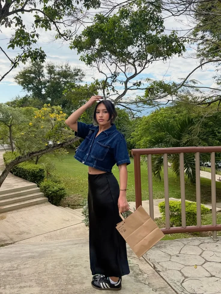 black maxi skirt outfit