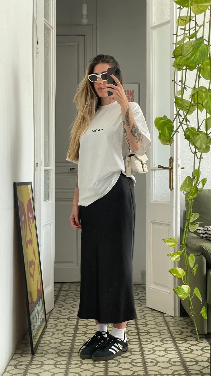 black maxi skirt outfit