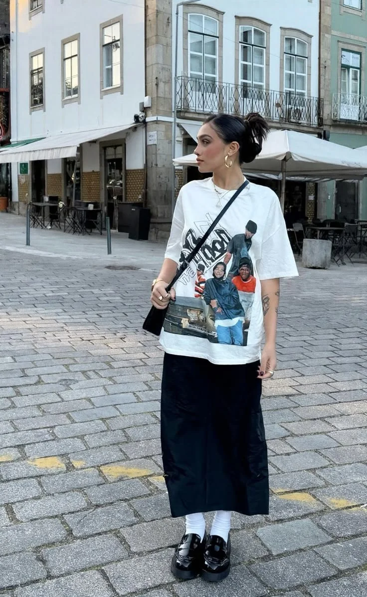 black maxi skirt outfit