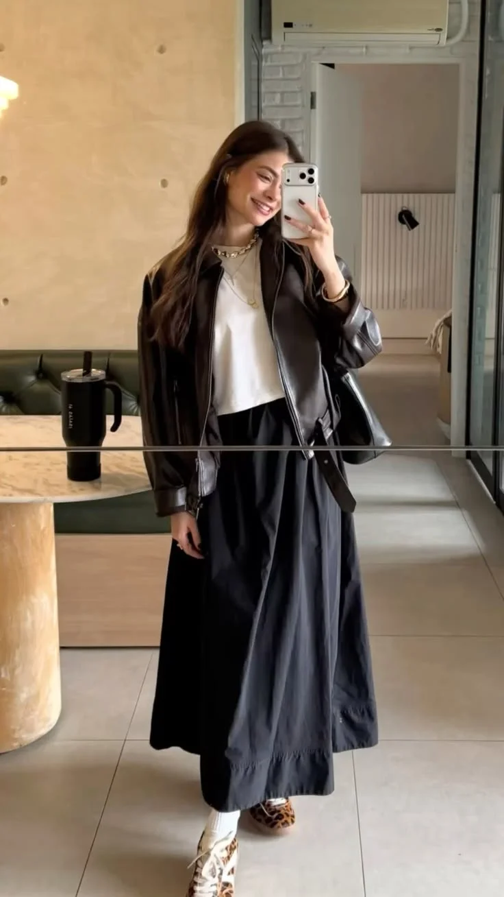 black maxi skirt outfit