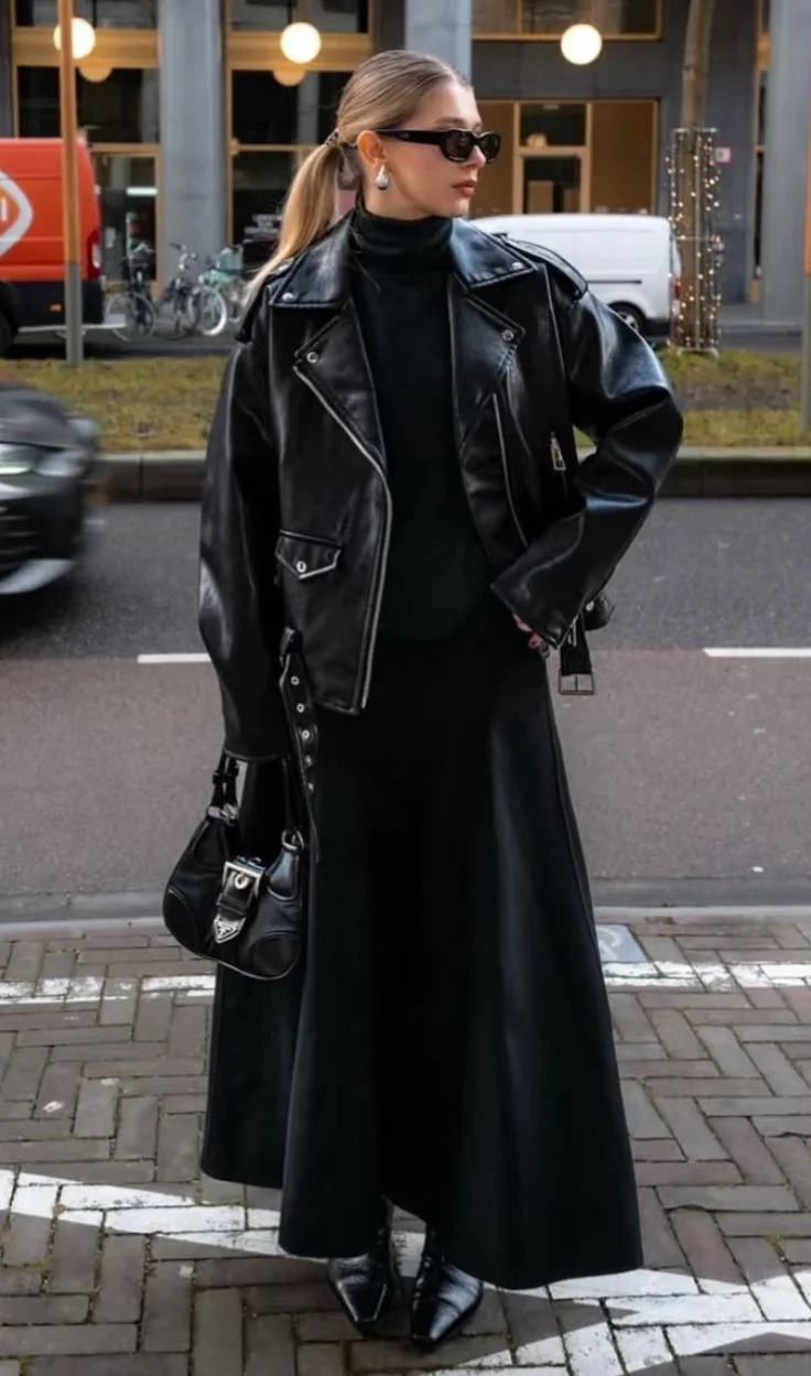 black maxi skirt outfit