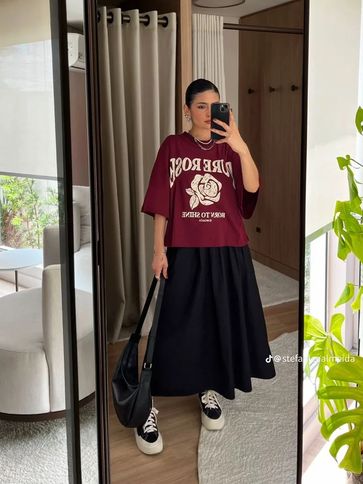 black maxi skirt outfit