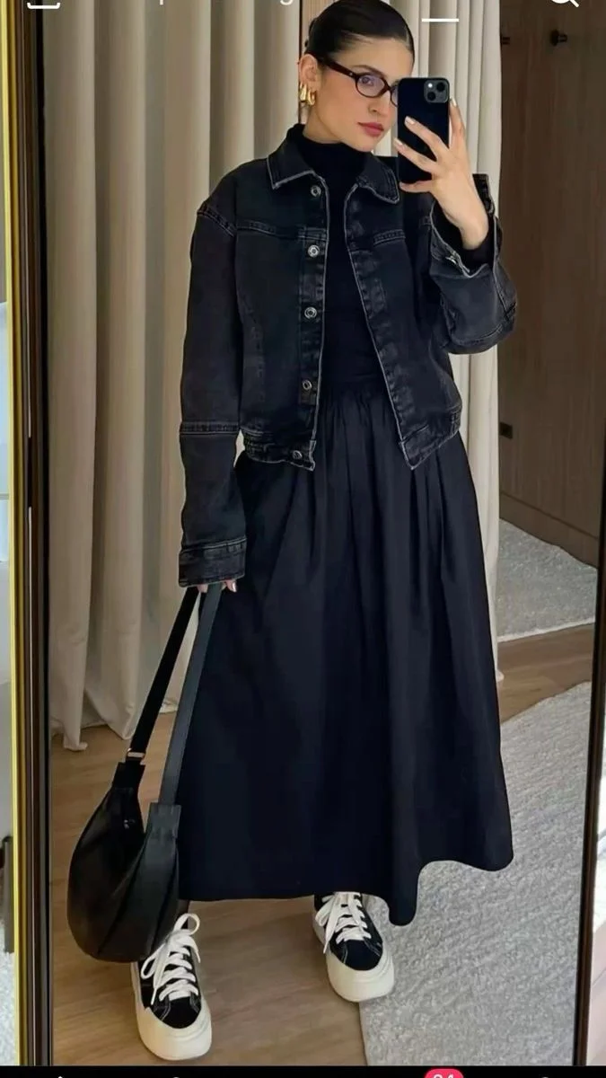 black maxi skirt outfit