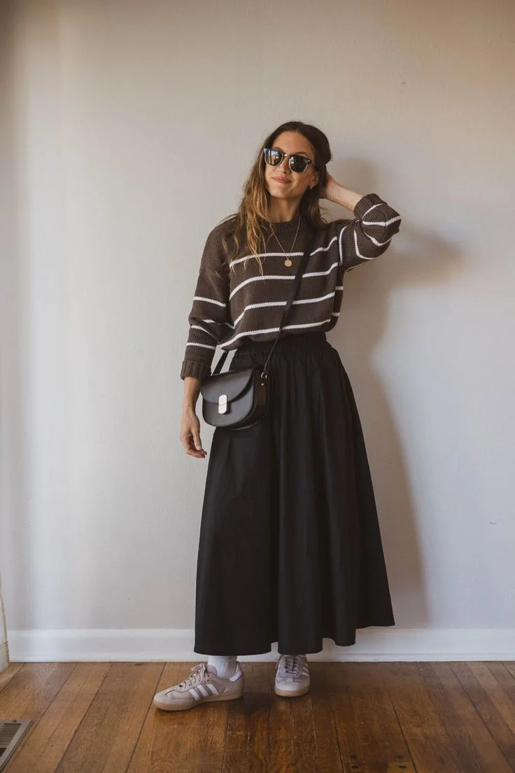 black maxi skirt outfit