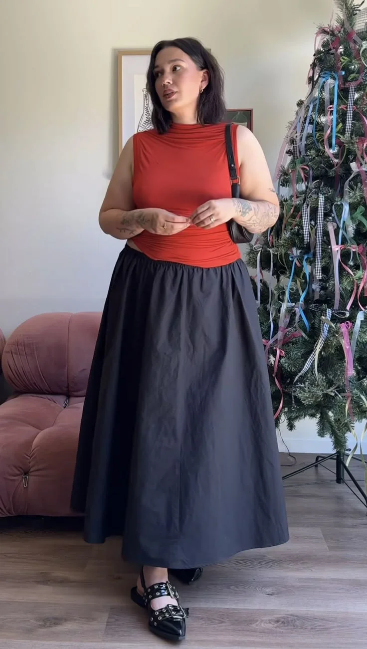 black maxi skirt outfit