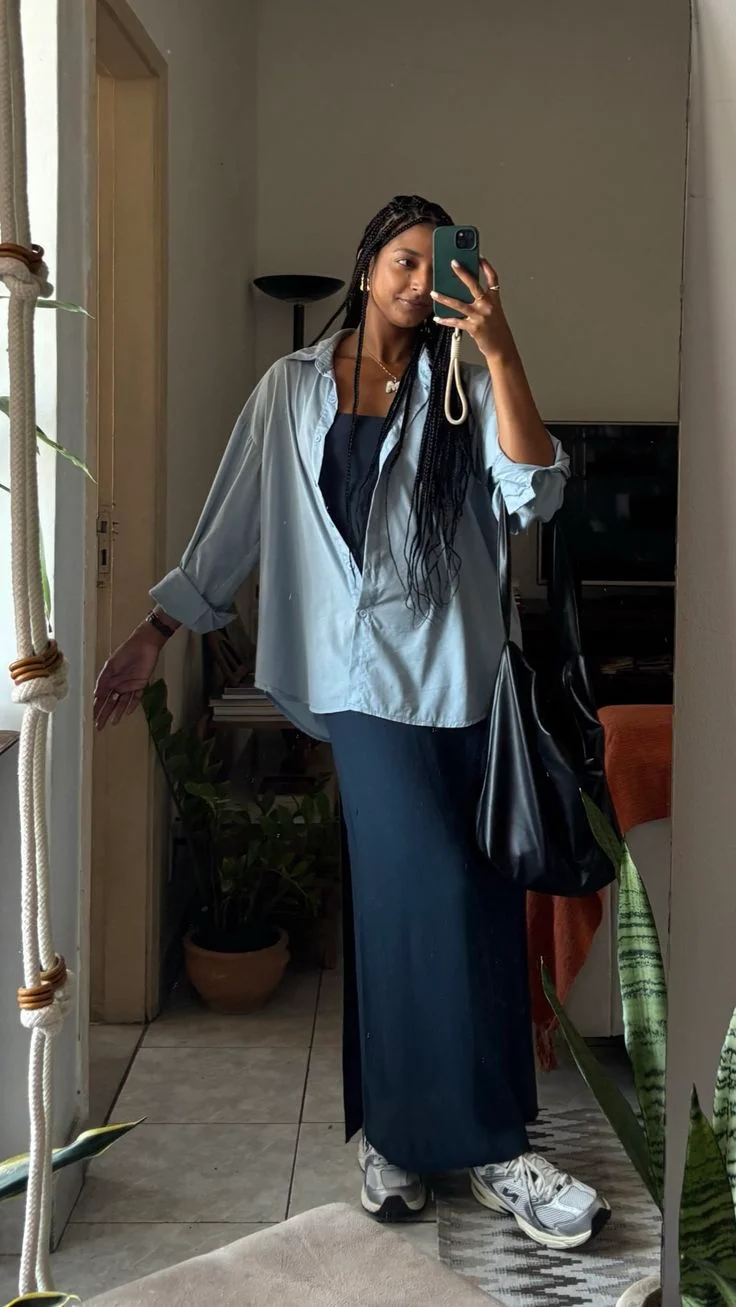 black maxi skirt outfit