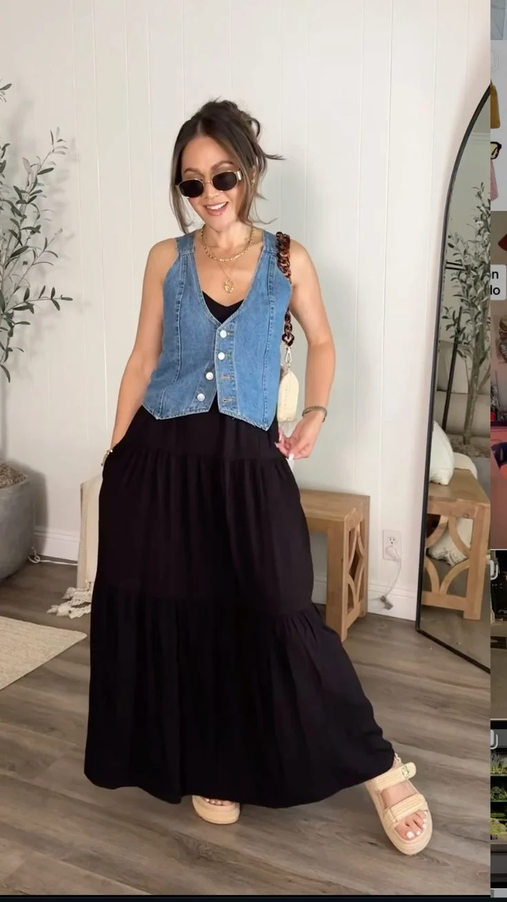black maxi skirt outfit