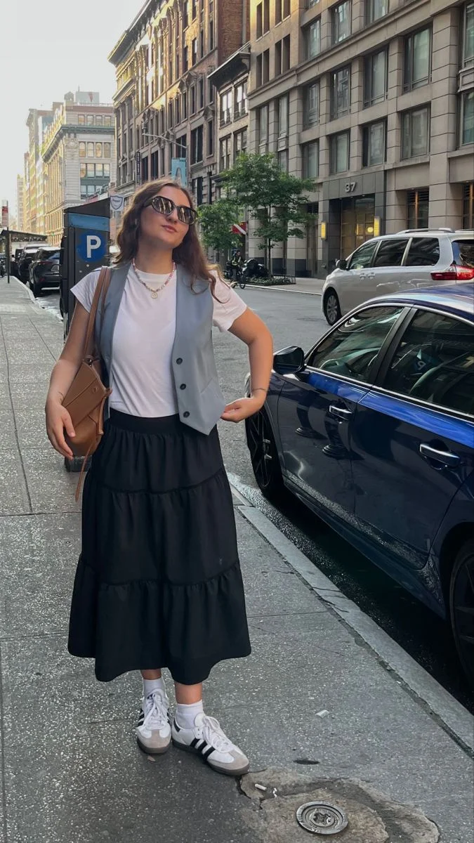 black maxi skirt outfit