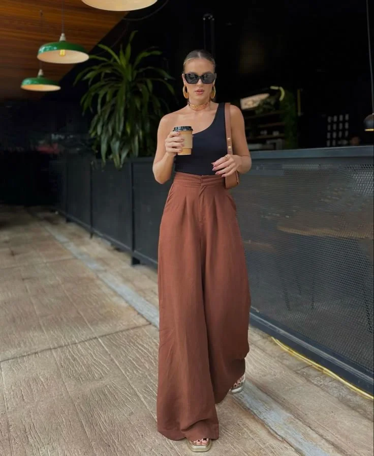 brown linen pants