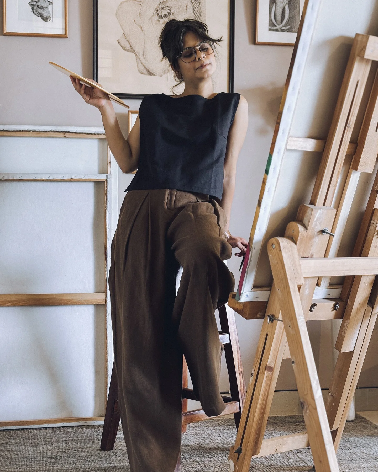 brown linen pants