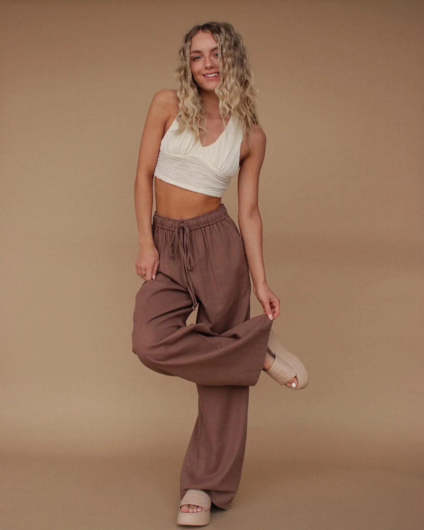 brown linen pants