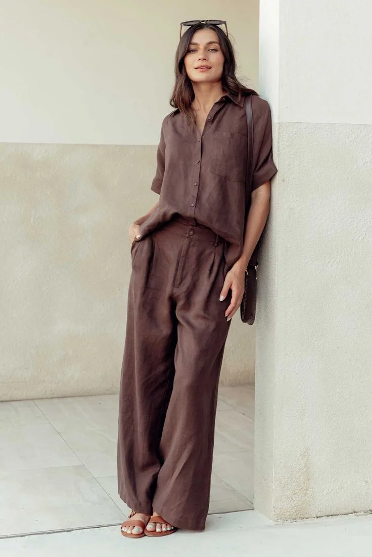 brown linen pants