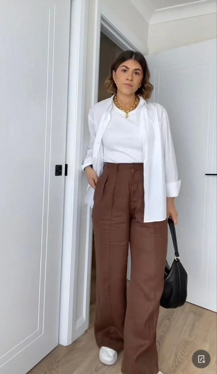 brown linen pants