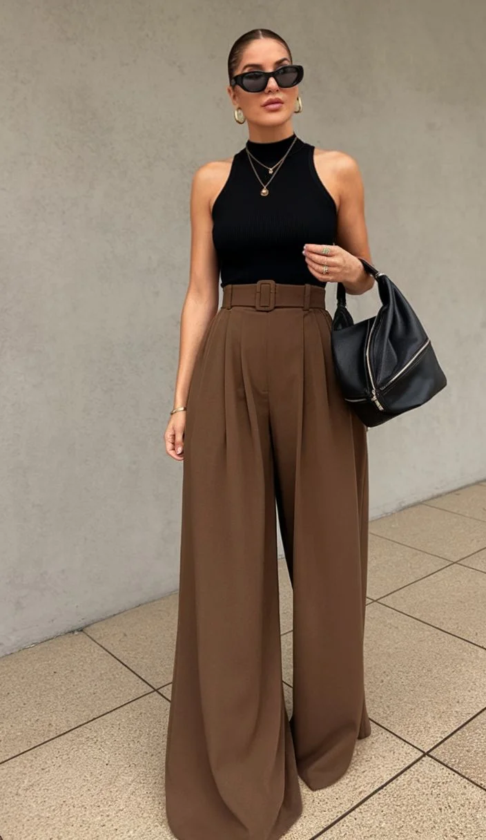 brown linen pants