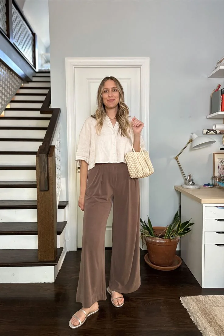 brown linen pants