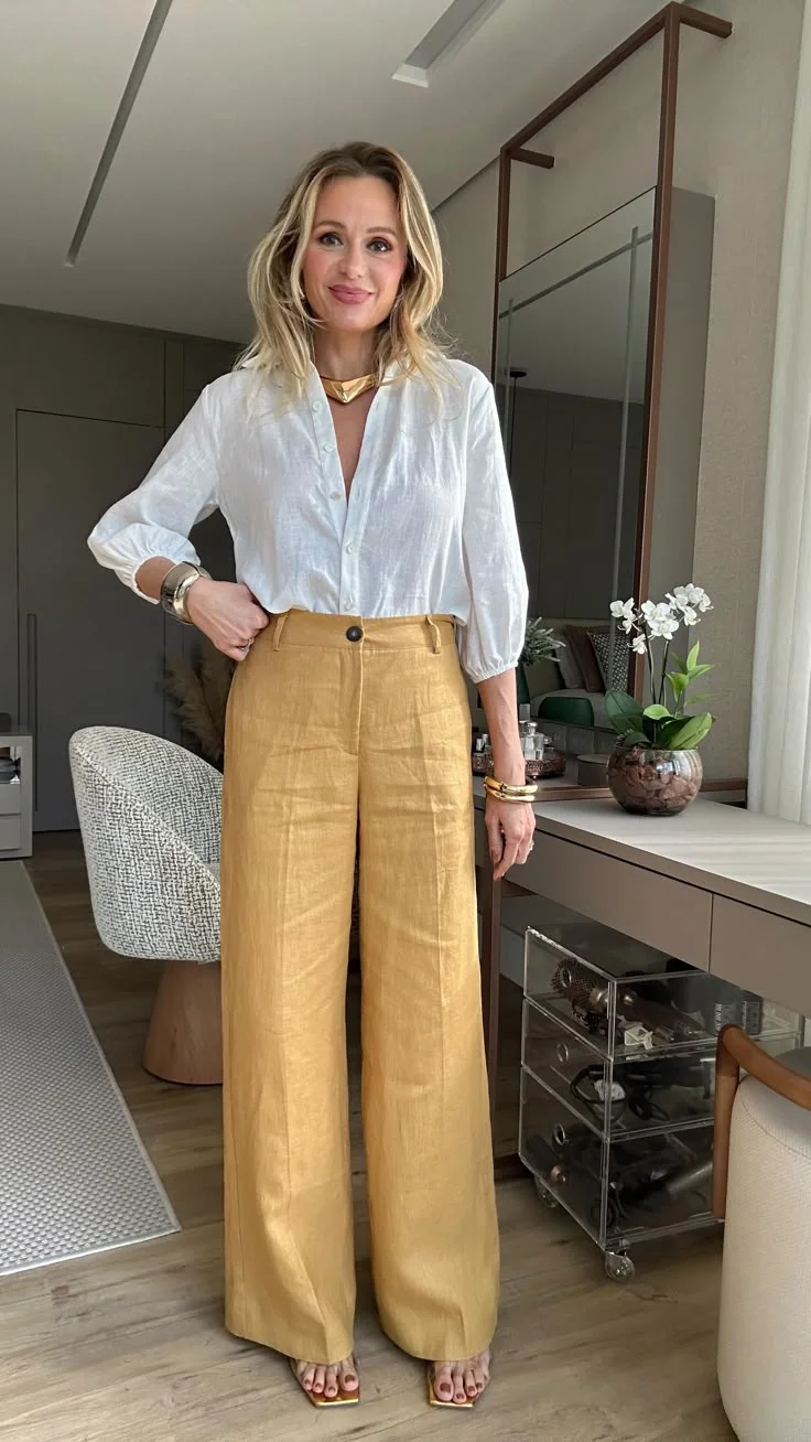 brown linen pants