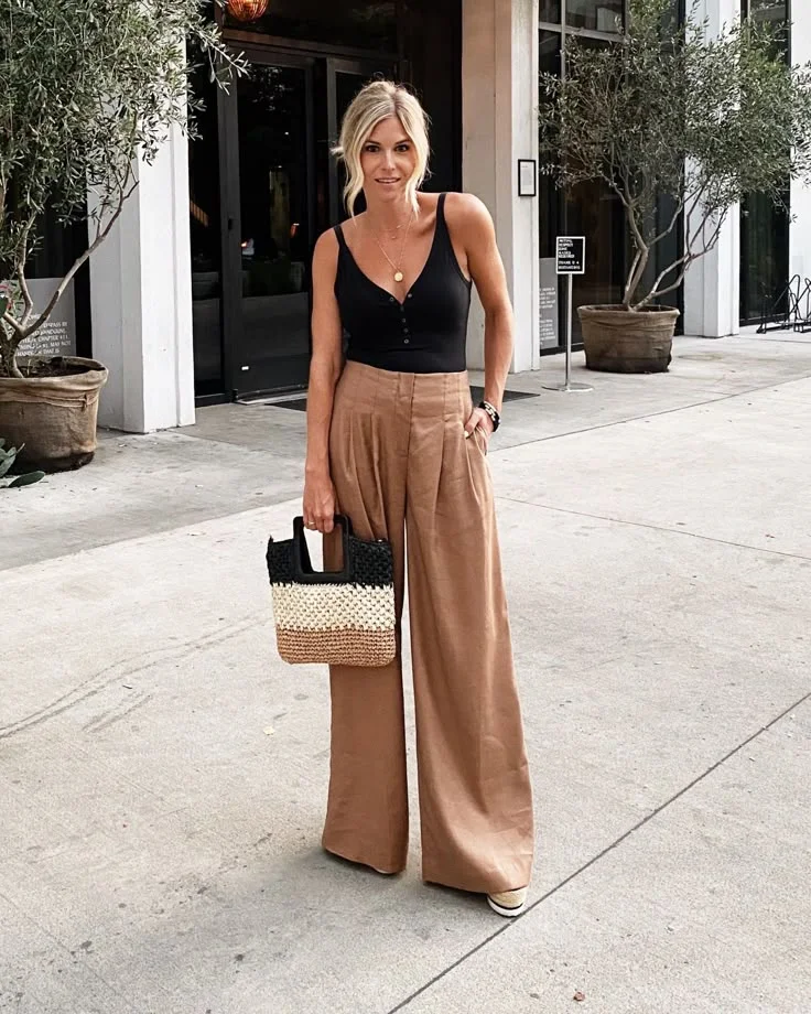 brown linen pants