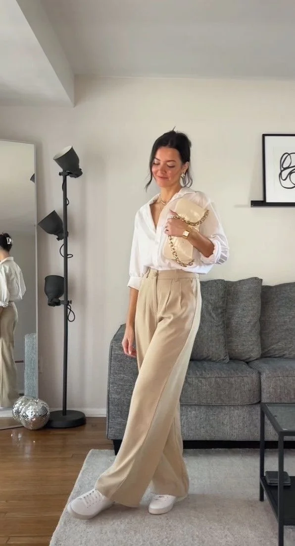 cream pants outfit