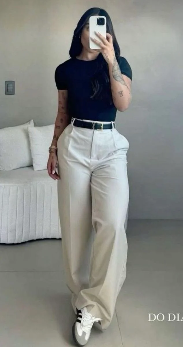 cream pants outfit