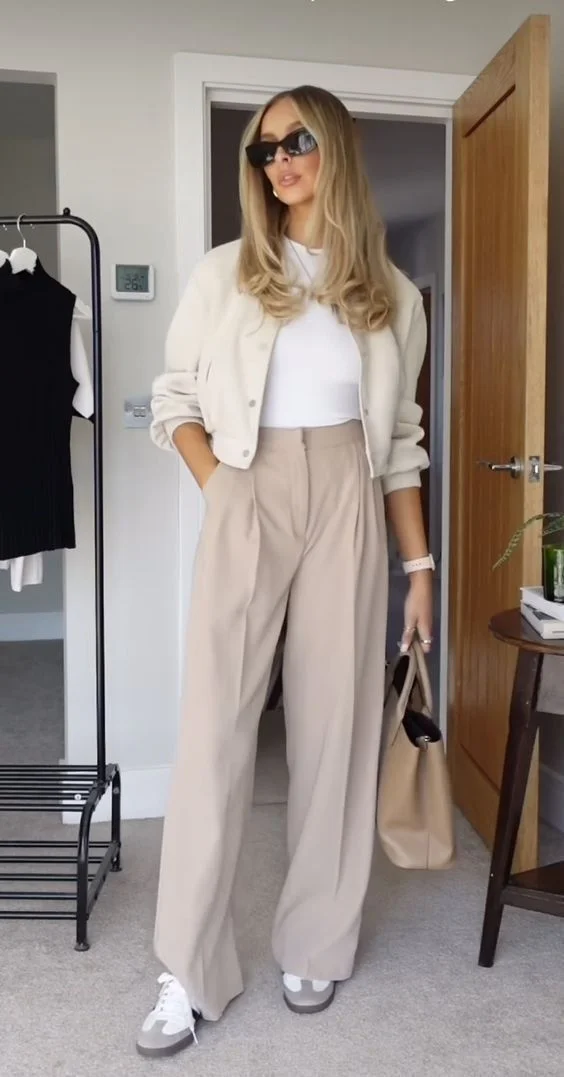cream pants outfit