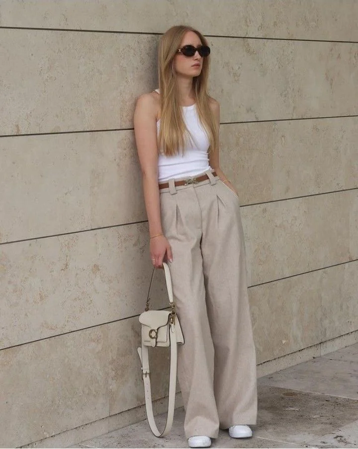 cream pants outfit
