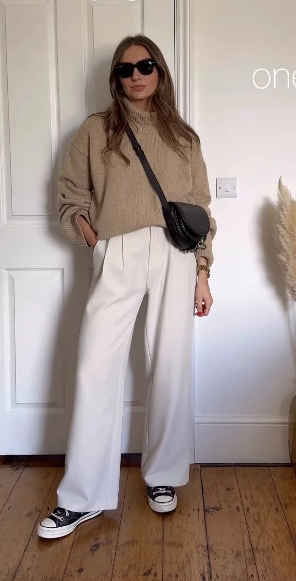 cream pants outfit