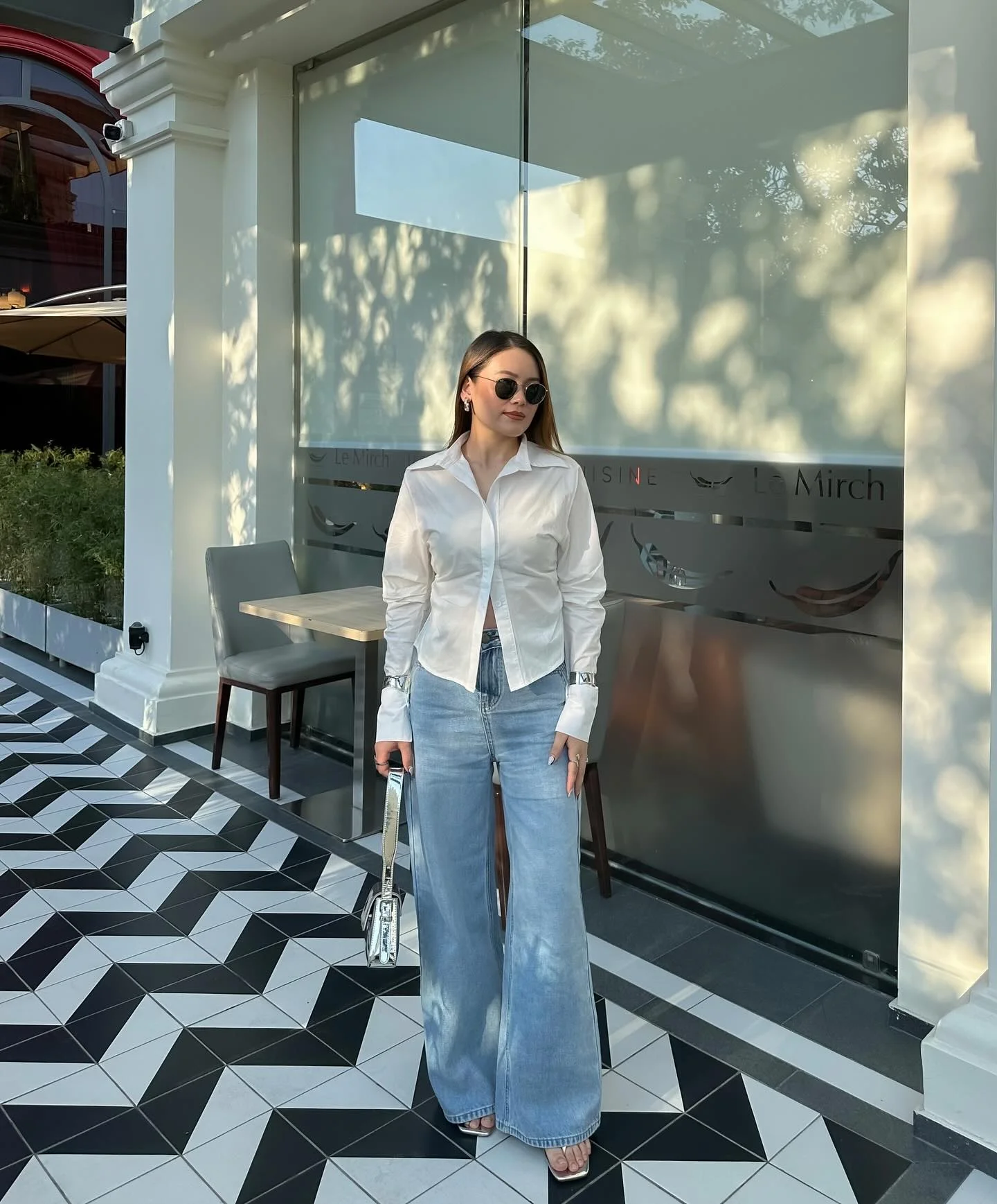 denim and white outfits