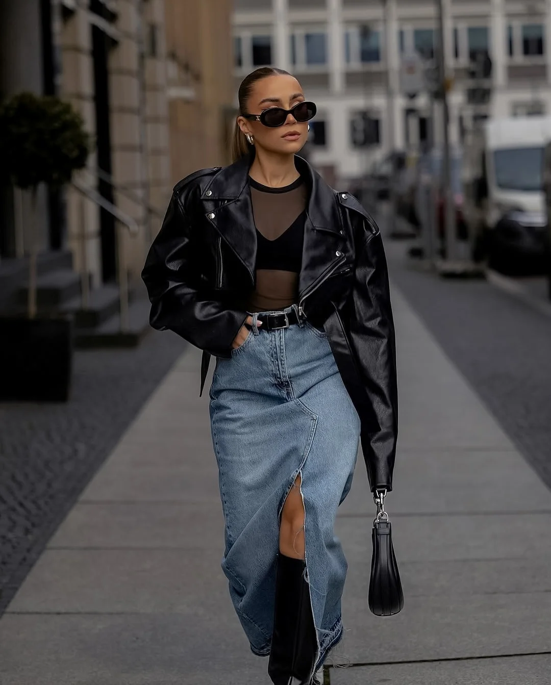 denim skirt outfit ideas