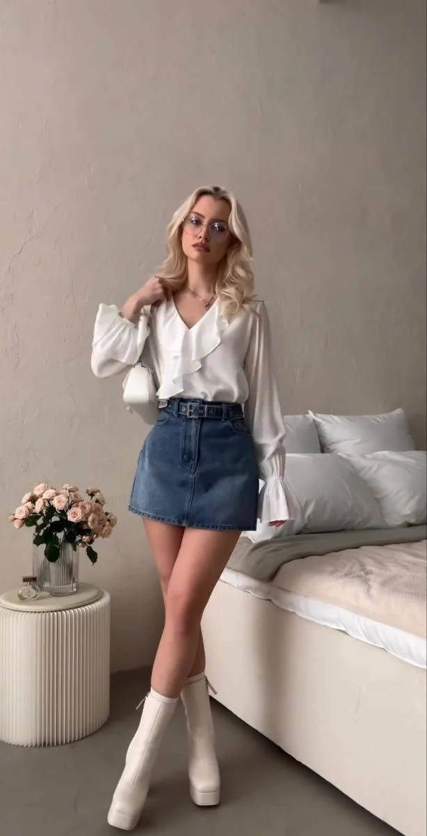 denim skirt outfit ideas