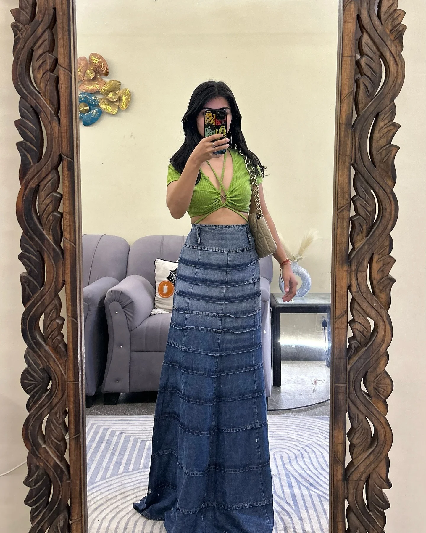 denim skirt outfit ideas
