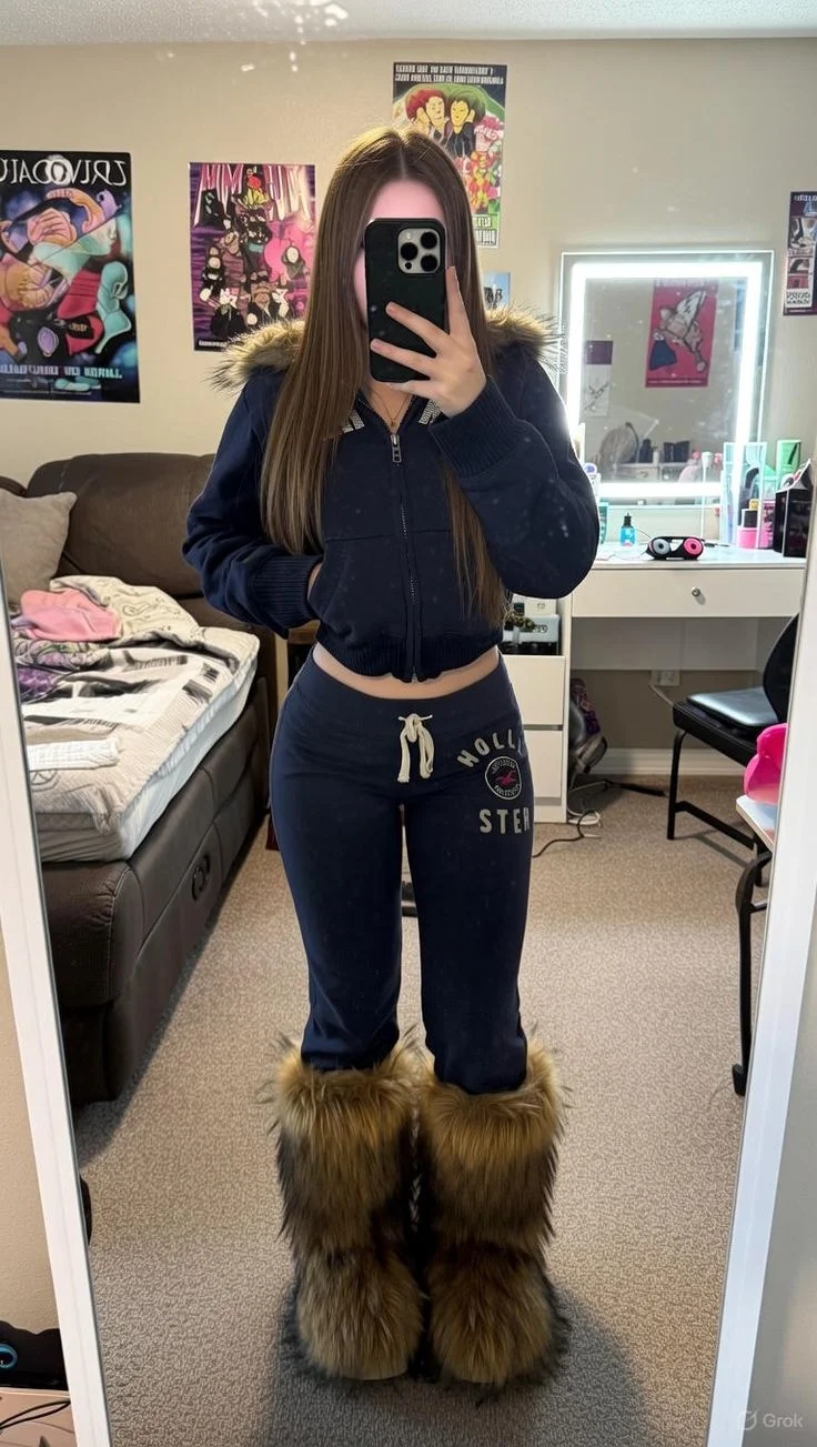 fur boots outfit