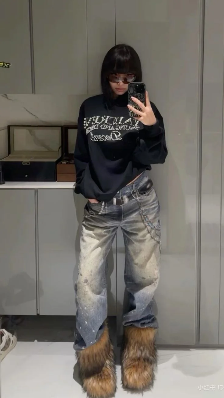 fur boots outfit