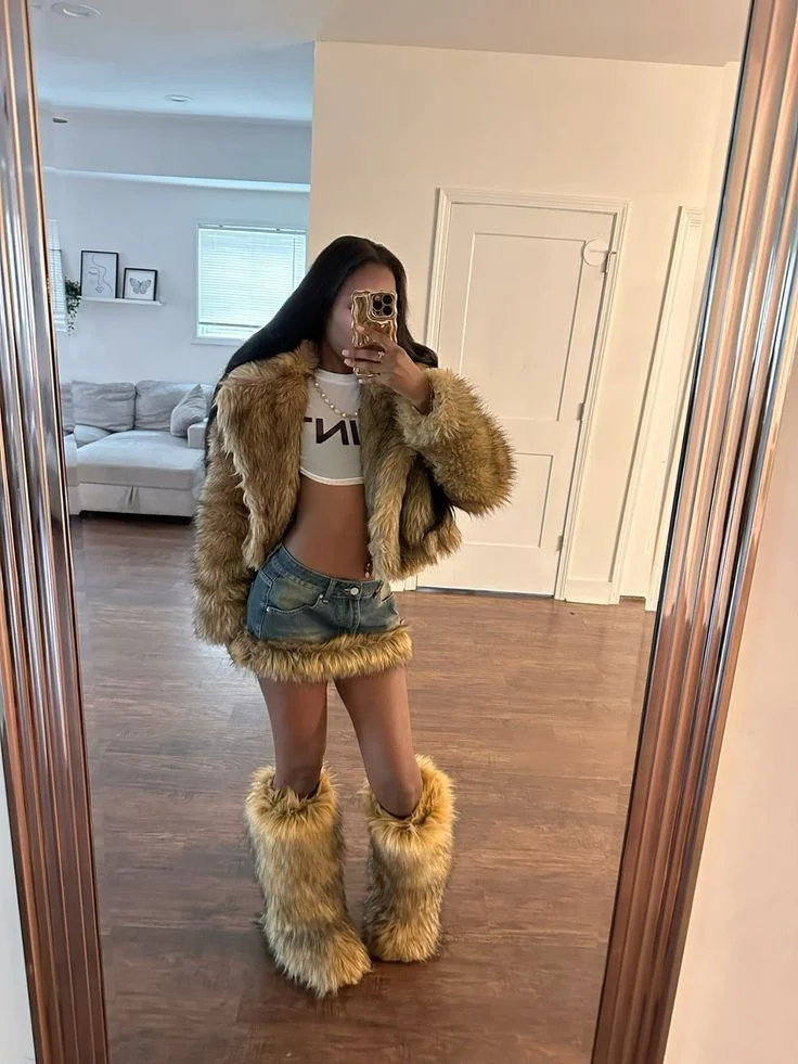 fur boots outfit