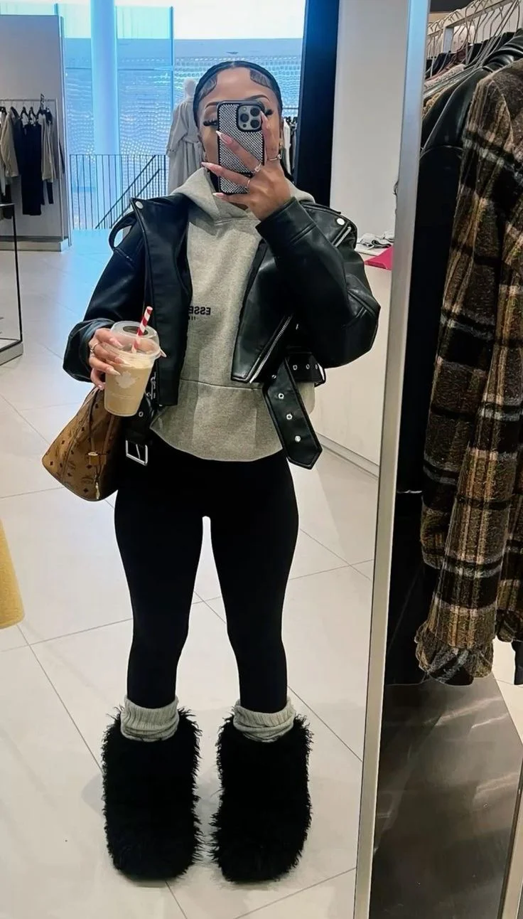 fur boots outfit