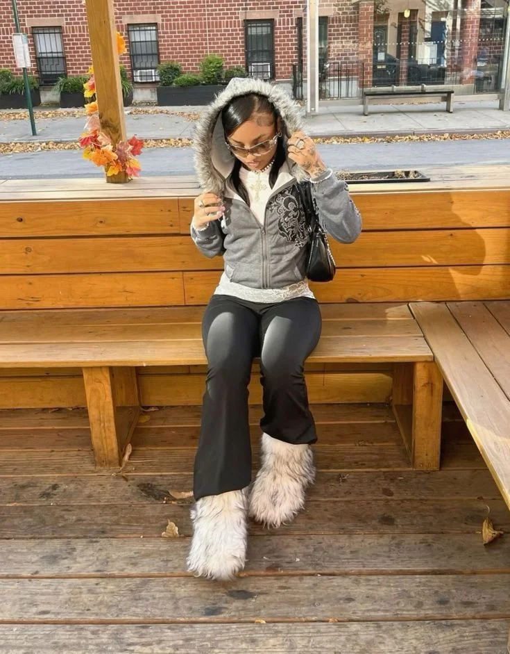 fur boots outfit