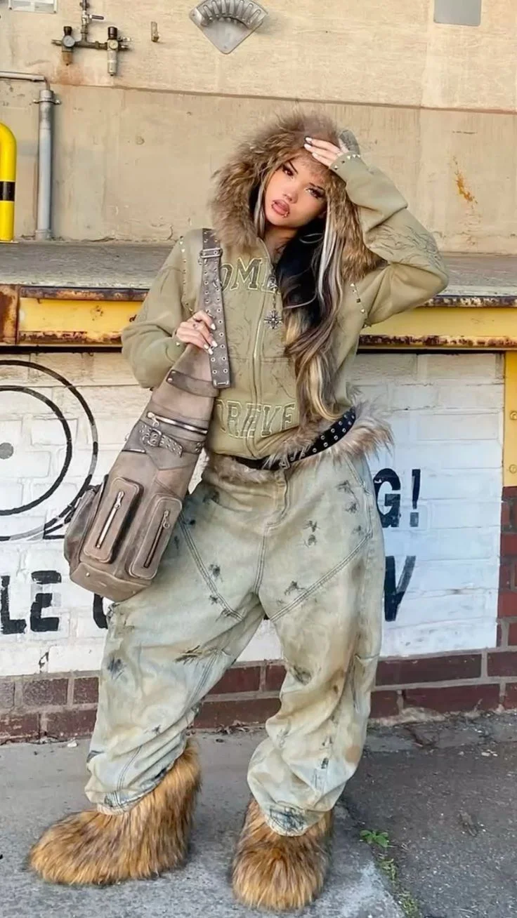 fur boots outfit