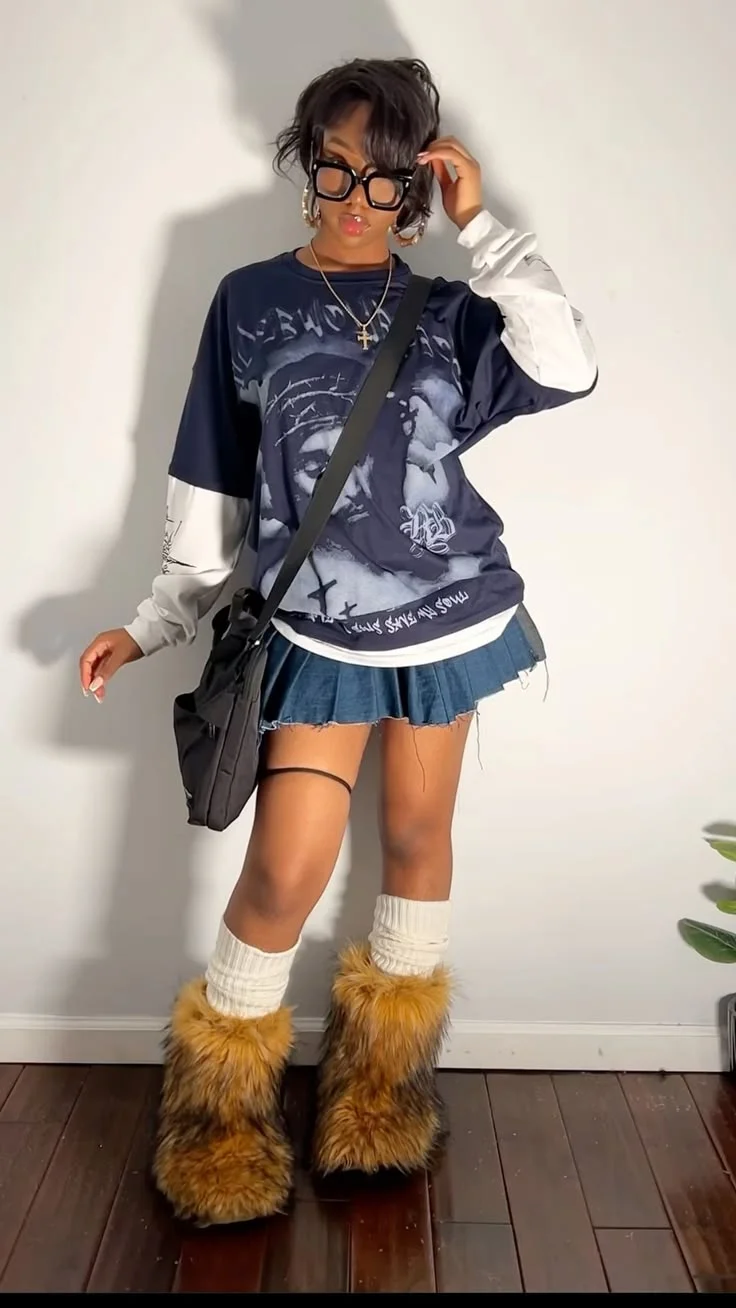 fur boots outfit