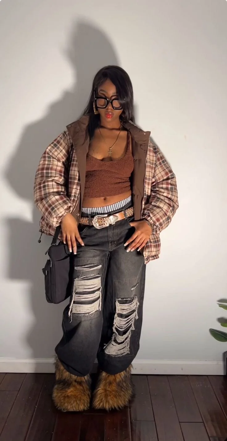 fur boots outfit