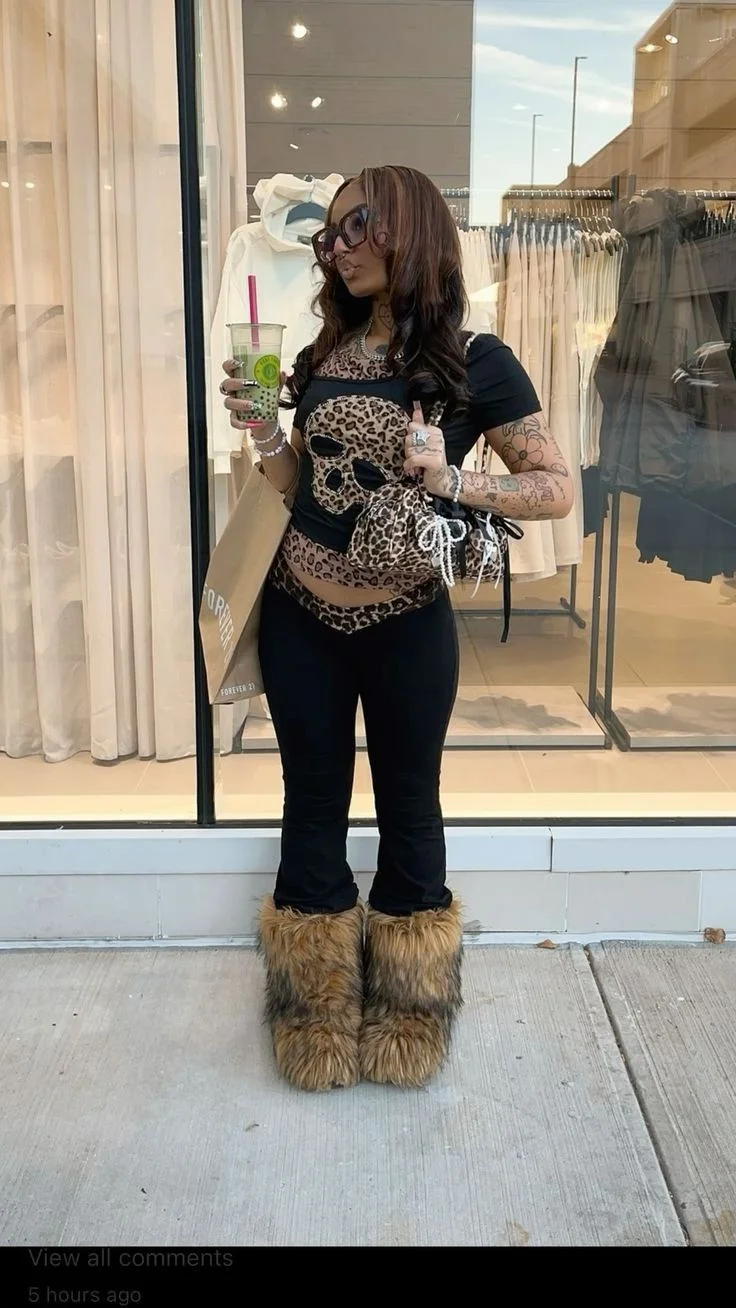 fur boots outfit