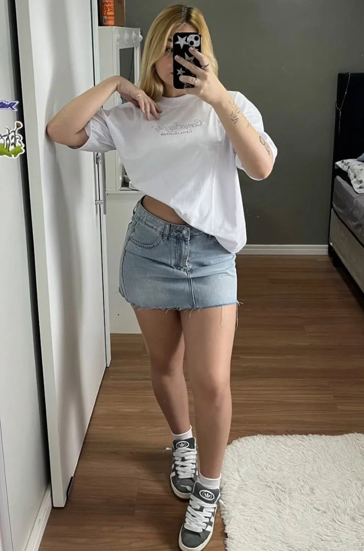 jean skirt outfits