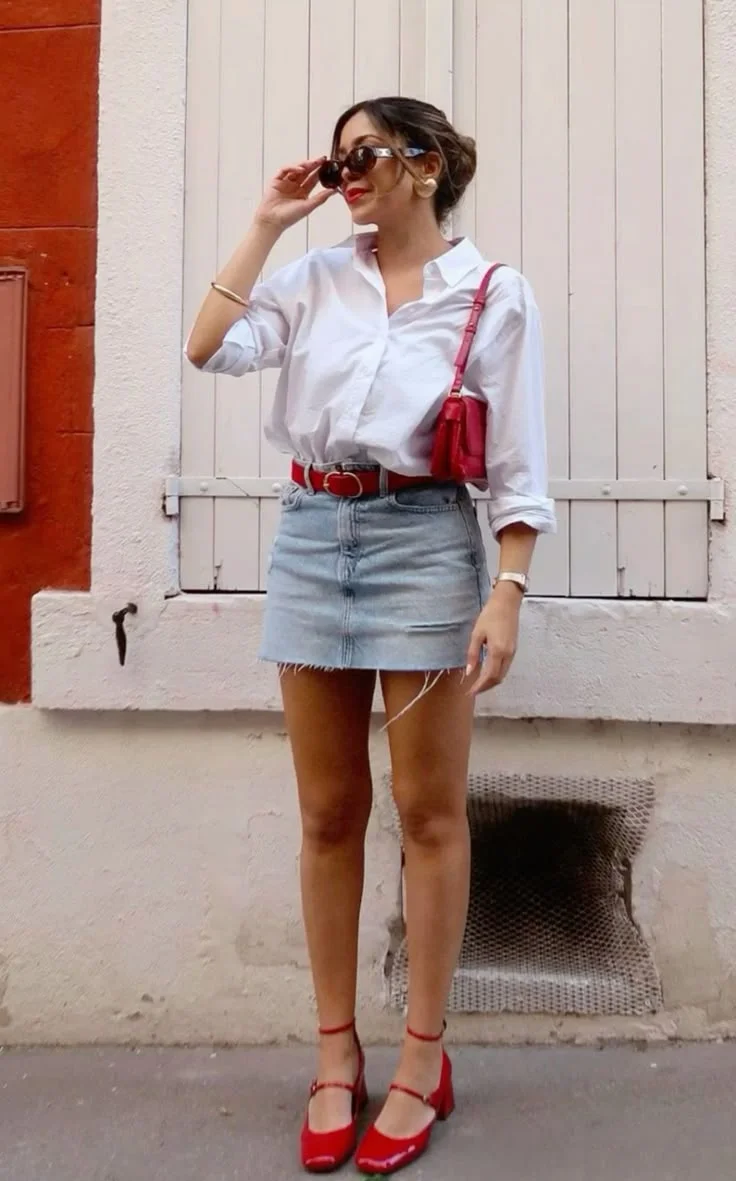 jean skirt outfits