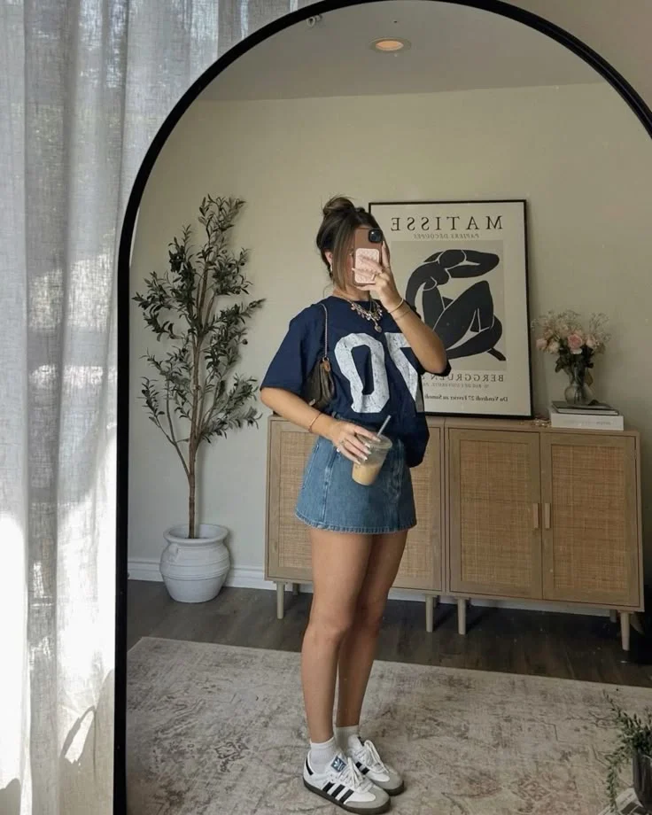 jean skirt outfits