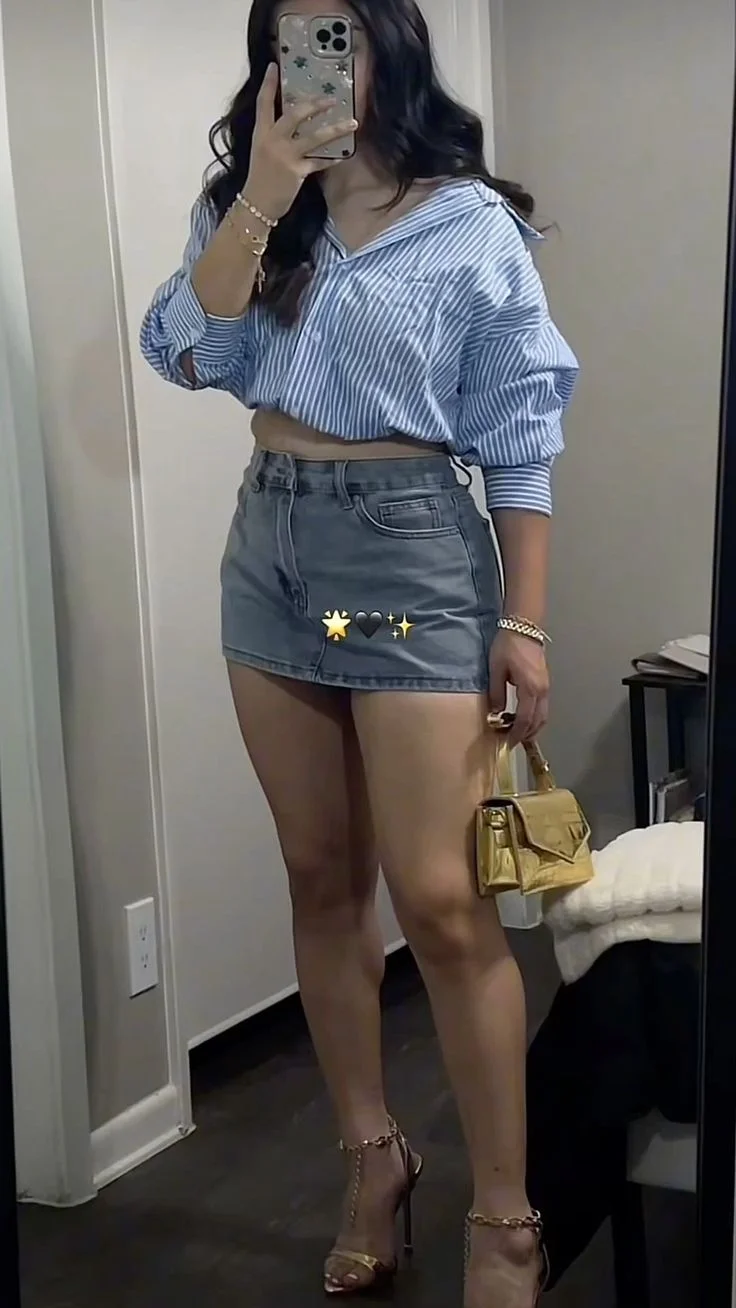 jean skirt outfits